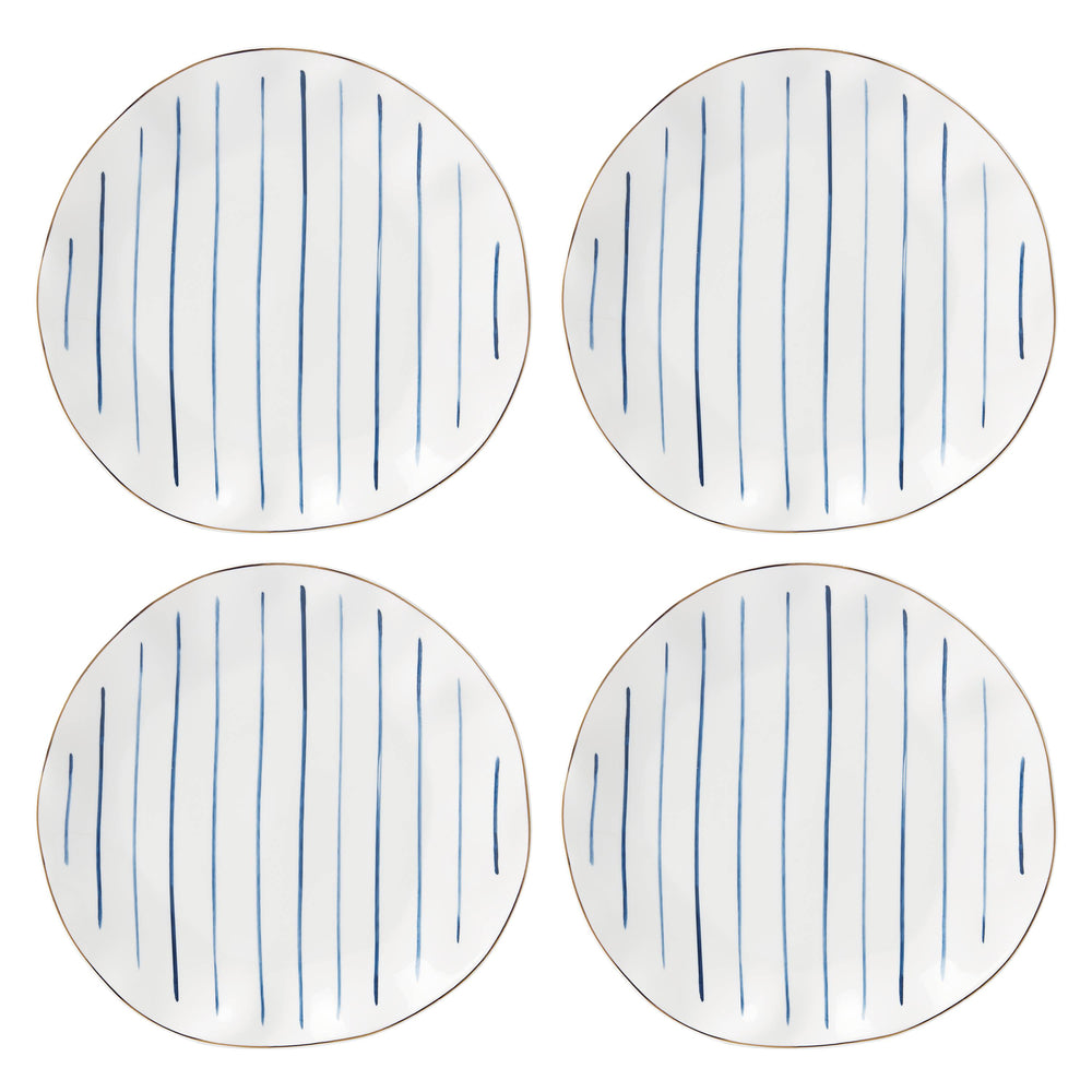 Lenox Blue Bay Stripes 4-Piece Dinner Plate Set Blue, WHITE PORCELAIN 895695