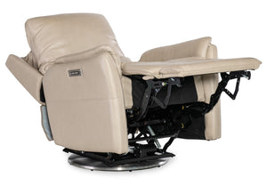 Hooker Furniture Soiree Maverick Ivory Zero Gravity Swivel Chair With Power Headrest, Lumbar, Usb & Silver Base RC607-PHSZL-070