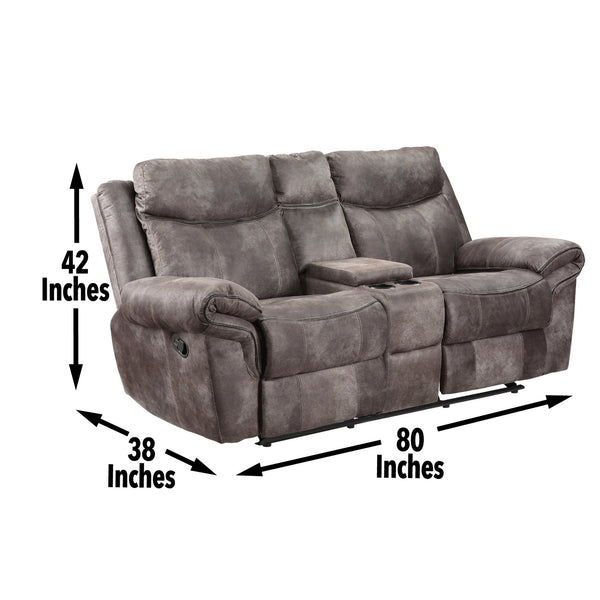 English Elm Steve Silver - Nashville Manual Recline 3-Piece Living Room Set Dark Gray — Glider Recliners, USB Charging Console B081S00247