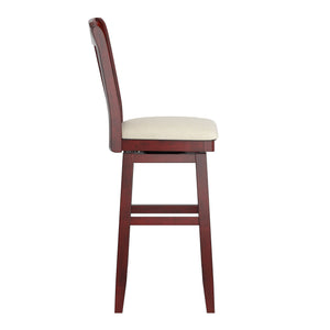 Homelegance By Top-Line Juliette Slat Back Bar Height Wood Swivel Bar Stool Red Rubberwood
