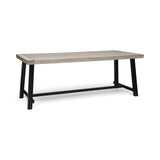 Christopher Knight Home® - Noble House - Carlisle Outdoor Eight Seater Iron Dining Table, Light Gray and Black Finish