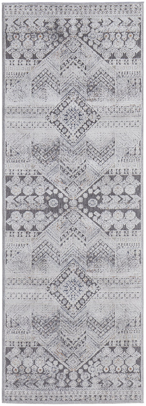 Feizy Rugs Francisco Southwestern-inspired Machine Made Medallion Rug - Durable Geometric Design For Any Space Ivory,Gray Polyester,Polypropylene Fra39gdfivychli1c