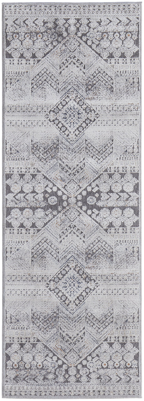 Feizy Rugs Francisco Southwestern-inspired Machine Made Medallion Rug - Durable Geometric Design For Any Space Ivory,Gray Polyester,Polypropylene Fra39gdfivychli1c