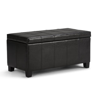 English Elm Dover Storage Ottoman Bench - Stylish Midnight Black Faux Leather With Hidden Storage & Comfort B136P159033