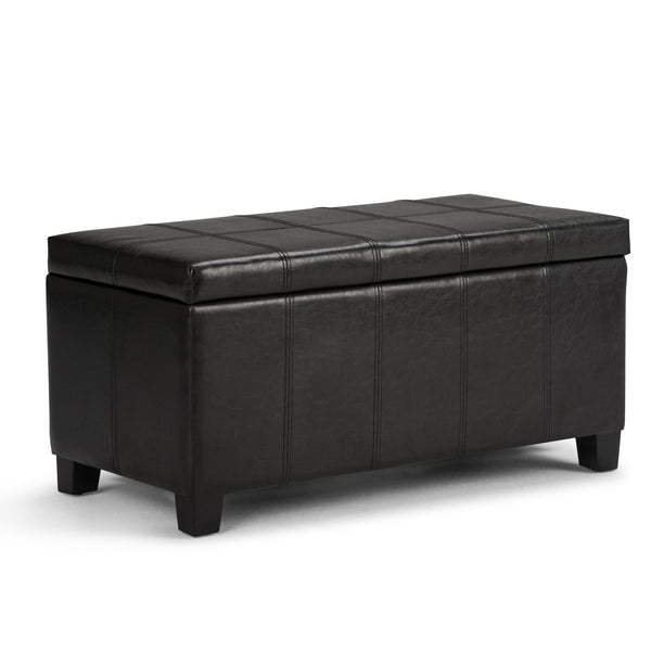 English Elm Dover Storage Ottoman Bench - Stylish Midnight Black Faux Leather With Hidden Storage & Comfort B136P159033