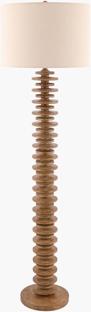 Surya Ukwi 65-inch Elegant Accent Floor Lamp With Linen Shade - Timeless Design For Cozy Illumination Body, Brown,Base, Brown,Shade, Wheat,Finial, Metallic ,Nickel,Harp, Metallic ,Nickel,Cord, Translucent Resin,Resin,Linen,Polyester,Iron Ukw-001