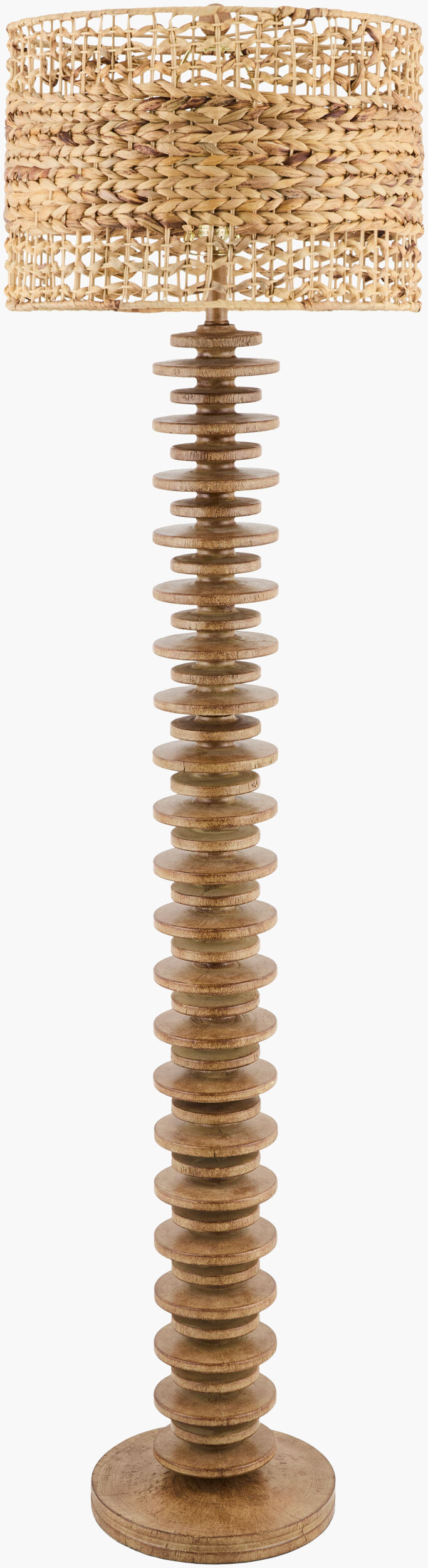 Surya Ukwi 65-inch Elegant Accent Floor Lamp With Linen Shade - Timeless Design For Cozy Illumination Body, Brown,Base, Brown,Shade, Wheat,Finial, Metallic ,Nickel,Harp, Metallic ,Nickel,Cord, Translucent Resin,Resin,Linen,Polyester,Iron Ukw-001