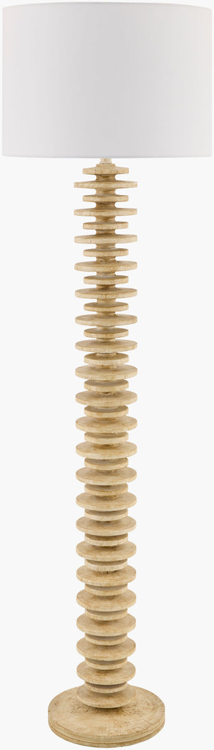 Surya Ukwi 65-inch Elegant Accent Floor Lamp With Linen Shade - Timeless Design For Cozy Illumination Body, Beige,Base, Beige,Shade, White,Finial, Beige,Harp, Metallic ,Nickel,Cord, Translucent Resin,Resin,Linen,Polyester,Iron Ukw-003