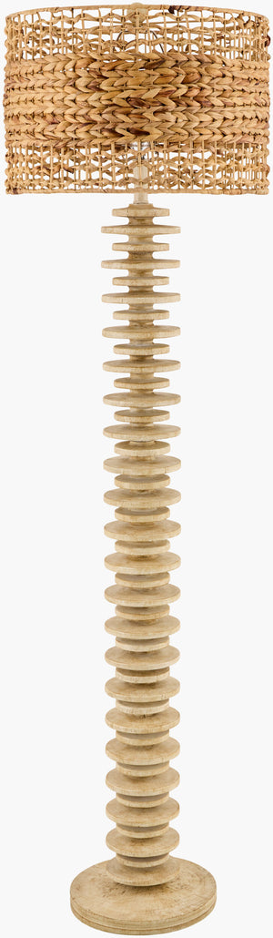 Surya Ukwi 65-inch Elegant Accent Floor Lamp With Linen Shade - Timeless Design For Cozy Illumination Body, Beige,Base, Beige,Shade, Brown,Finial, Beige,Harp, Metallic ,Nickel,Cord, Translucent Resin,Resin,Seagrass,Seagrass,Iron Ukw-004