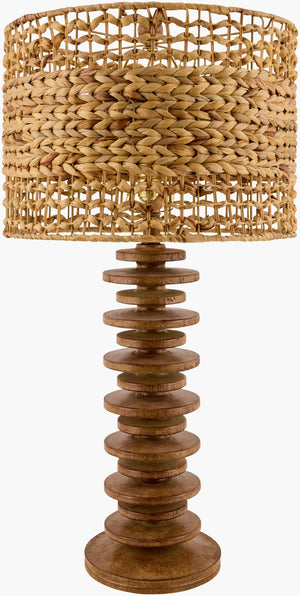 Surya Ukwi 31" Tall Accent Table Lamp With Luxurious Linen Shade - Timeless Elegance For Any Decor Body, Brown,Base, Brown,Shade, Brown,Finial, Brown,Harp, Metallic ,Gold,Cord, Translucent Resin,Resin,Seagrass,Seagrass,Iron Ukw-006