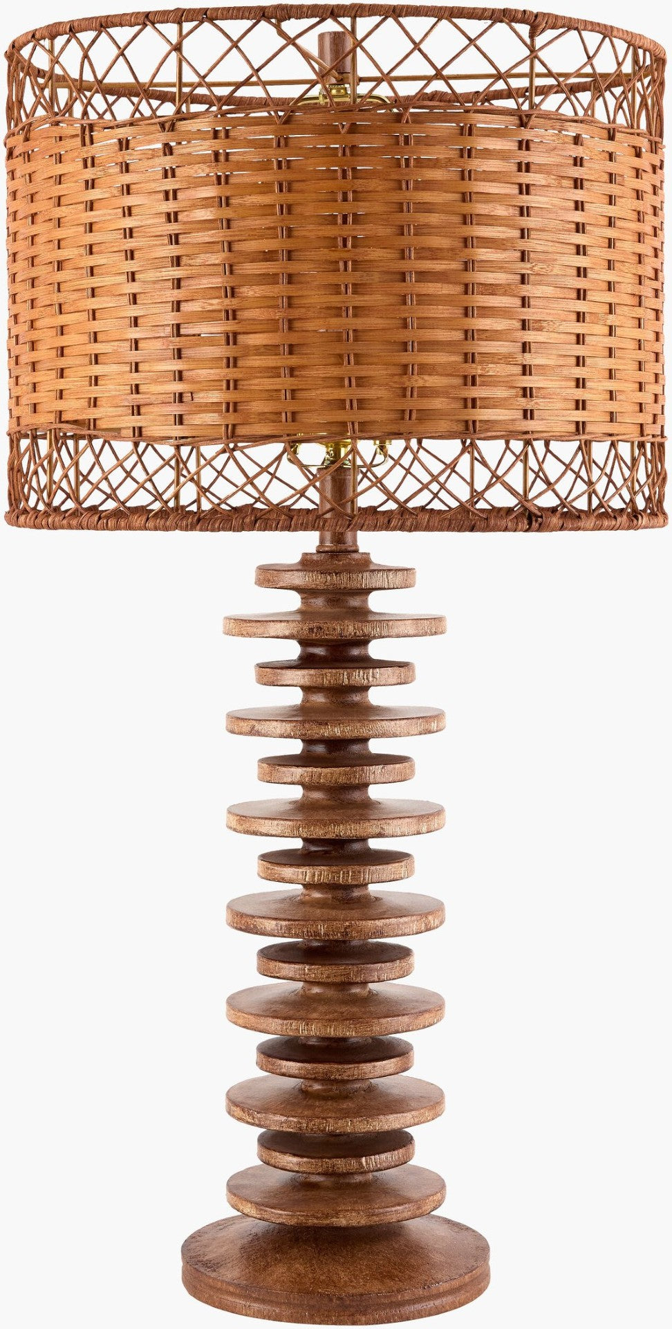 Livabliss Ukwi Sculptural Resin Table Lamp with Seagrass Shade for Warm Ambient Living Spaces UKW-006
