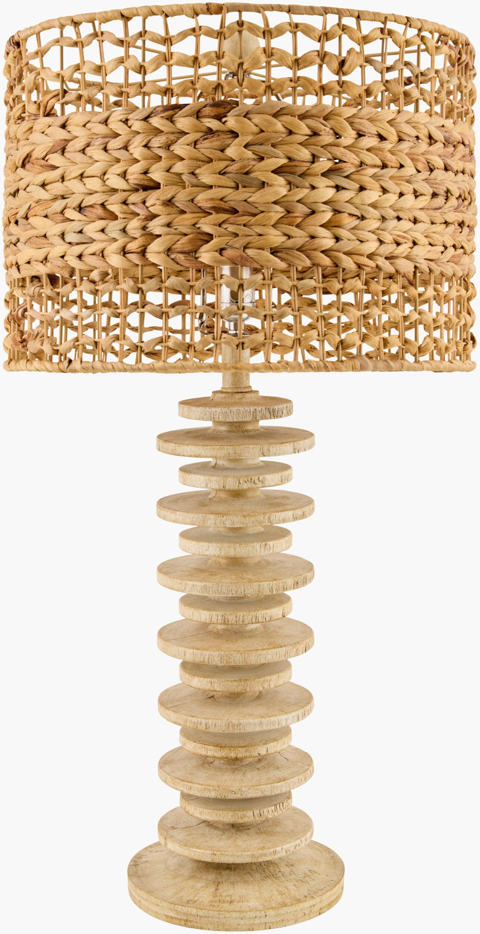 Surya Ukwi 31" Tall Accent Table Lamp With Luxurious Linen Shade - Timeless Elegance For Any Decor Body, Beige,Base, Beige,Shade, White,Finial, Beige,Harp, Metallic ,Nickel,Cord, Translucent Resin,Resin,Linen,Polyester,Iron Ukw-007