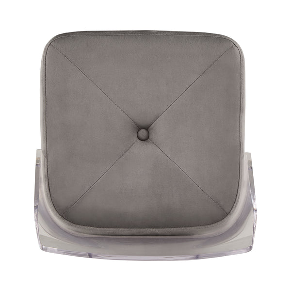 Homelegance By Top-Line Darrion Velvet Bar Height Swivel Stools (Set of 2) Grey Metal