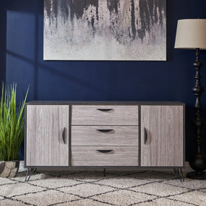 English Elm Christopher Knight Home® - MULTI Function Cabinet with Gray Oak Finish, Spacious 59.25"W Storage, Iron Legs, Modern Design 61168.00