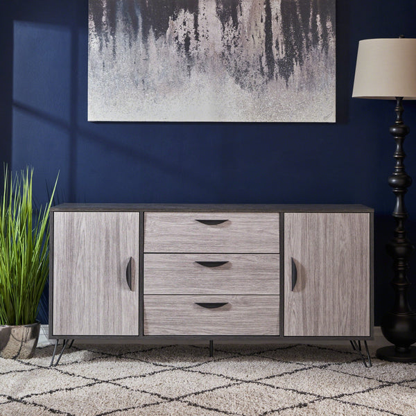 English Elm Christopher Knight Home® - MULTI Function Cabinet with Gray Oak Finish, Spacious 59.25"W Storage, Iron Legs, Modern Design 61168.00