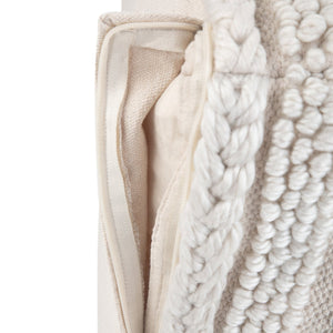 English Elm Sommer Handcrafted Square Pouf Natural Fabric Woven Texture, Supportive Polystyrene Fill, Multiuse Seat Beige B136P159327