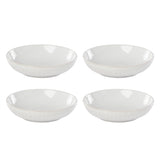 French Perle Groove 4-Piece White Stoneware Pasta Bowls, Dishwasher & Microwave Safe