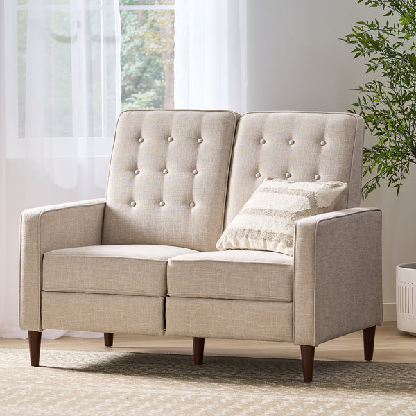 English Elm Christopher Knight Home® - DOUBLE Recliner Fabric Sofa with Plush Cushions and Space-Saving Design for Living Rooms, 49"L Wheat 72478.00FWHEAT