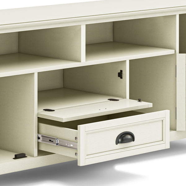 English Elm Burlington 72" Tv Media Stand In Antique White - Handcrafted Storage, Timeless Design & Durability B136P159512