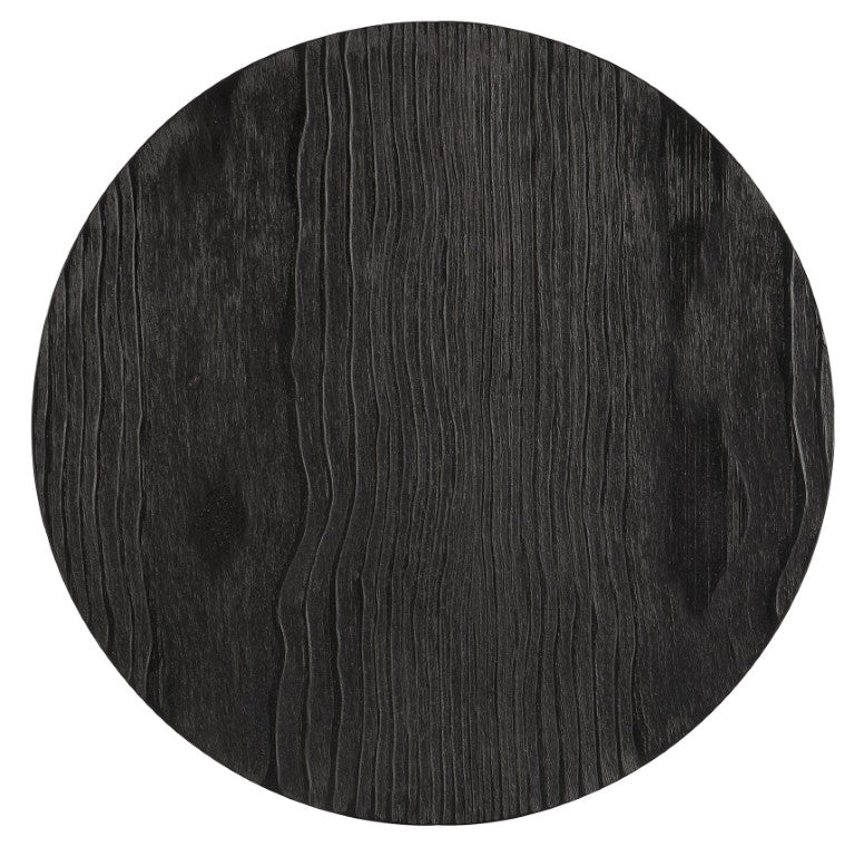 Hooker Furniture Chapman Charred Black Shou Sugi Ban Side Table — Round 20" Accent Table With Metal Base, Rustic Elegance 6033-50004-99