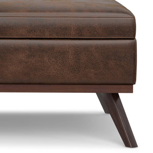 English Elm Owen - Mid-Century Inspired Xl Square Coffee Table Ottoman With Hidden Storage In Brown Vegan Leather B136P159202-GIGA