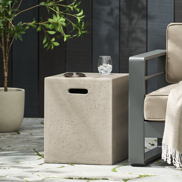 English Elm Mgo Concrete Propane Tank Cover Side Table for Modern and Industrial Interiors 59243.00WHI