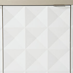 Bernhardt Bernhardt Axiom Buffet — Sculptural 3D Inverted-Pyramid Design, Two-Tone Linear Gray/White, Soft-Close Storage (78.5"W) 381134