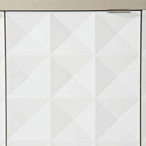 Bernhardt Bernhardt Axiom Buffet — Sculptural 3D Inverted-Pyramid Design, Two-Tone Linear Gray/White, Soft-Close Storage (78.5"W) 381134