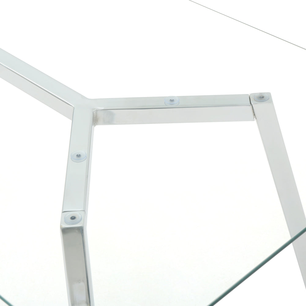 English Elm Christopher Knight Home® - DINING Clear Tempered Glass Table with Chrome Iron Frame, Modern Glam 59"W x 35.5"D x 29.5"H Elegance 61541.00