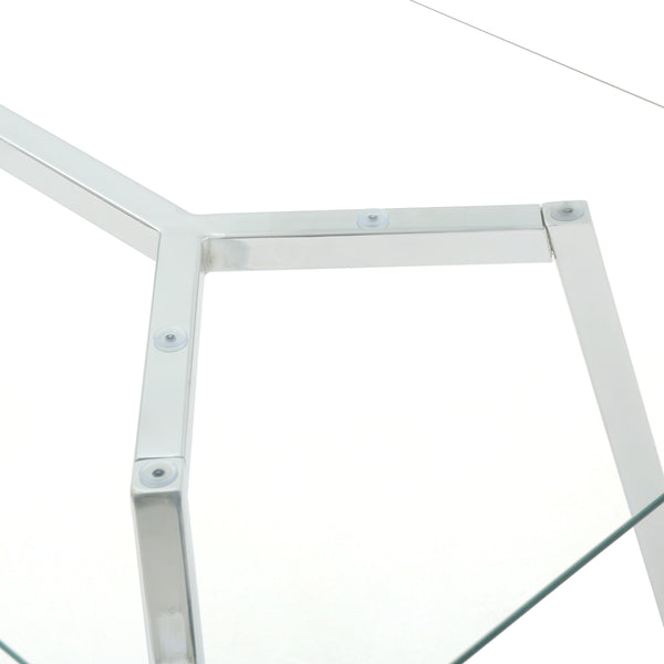 English Elm Christopher Knight Home® - DINING Clear Tempered Glass Table with Chrome Iron Frame, Modern Glam 59"W x 35.5"D x 29.5"H Elegance 61541.00
