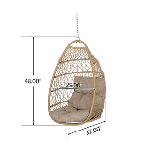 English Elm Christopher Knight Home® - Elijah Stylish Foldable Hanging Chair - Cozy Outdoor Basket Seat With Cushions For Relaxation & Charm 70604.00LTN