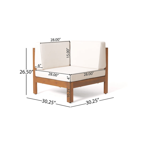 English Elm Brava Acacia Hardwood Outdoor Sectional Set with Cross-back Design and Weather-resistant Frame 57967-8BEI-64489BGE-64496.00