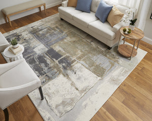 Feizy Rugs Clio Abstract Expressionist Machine Made Rug - Luxurious High-low Pile Design For Any Space Brown,Gray,Black Polypropylene Clo39lufgrymltp00