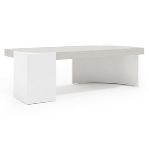 Bernhardt Bernhardt Sculptural Stratum Cocktail Table With Mist Wood Top & Fossil Faux Stone Corner Posts 325021