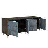 4-Door Entertainment Console Multi with Black and Ocean Blue Finish P301031 Pulaski Furniture