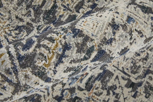 Feizy Rugs Kaia Luxurious Distressed Area Rug - Durable Soft Polypropylene Blend For High Traffic Homes Ivory,Gray,Taupe Polypropylene,Viscose,Polyester Kai39hufnvybgeh18