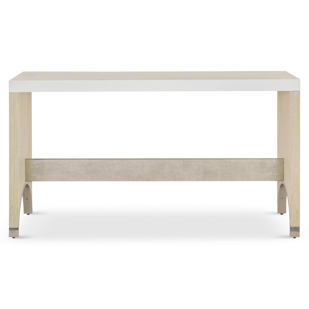 Bernhardt Bernhardt Solaria Console Table 60"W Rustic Modern Faux-Stone Top, Arched Panels & Shiny Nickel Accents 310910