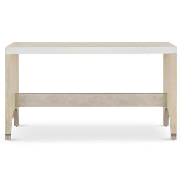 Bernhardt Bernhardt Solaria Console Table 60"W Rustic Modern Faux-Stone Top, Arched Panels & Shiny Nickel Accents 310910