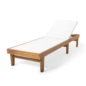 English Elm Summerland Acacia Wood Outdoor Chaise Lounge with Breathable Mesh Seat for Patio 60018.00