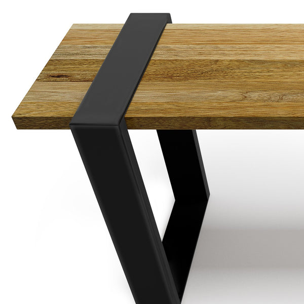 English Elm Nessa Solid Acacia Bench in Natural Finish — Handcrafted Industrial Entryway Seat with Metal Legs, 42" B136P159010