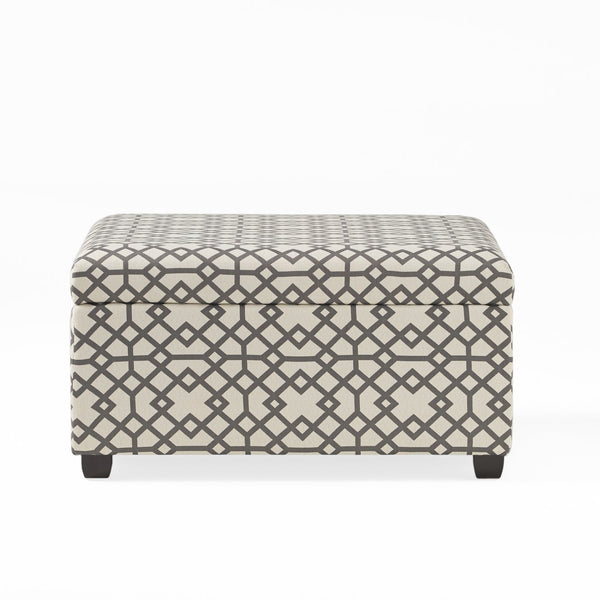 English Elm Richmond Square Storage Ottoman Geometric Patterned Fabric Lift Top Living Room 60266.00