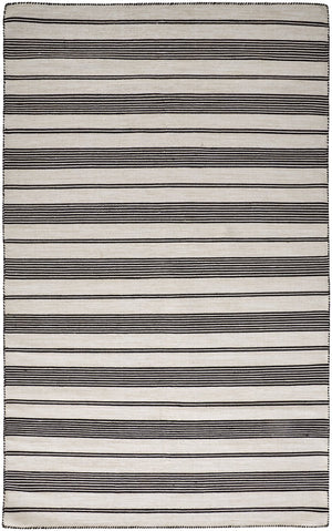 Feizy Rugs Duprine Eco-friendly Hand-woven Indoor Rug - Stylish Nautical Design With Classic Pin Stripes Black,White,Ivory Pet,Polyester 7220560fblk000p00