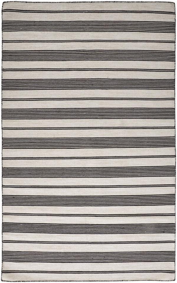 Feizy Rugs Duprine Eco-friendly Hand-woven Indoor Rug - Stylish Nautical Design With Classic Pin Stripes Black,White,Ivory Pet,Polyester 7220560fblk000p00