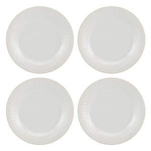 Lenox French Perle Groove Dinner Plates, Set of 4 White, WHITE STONEWARE 895721