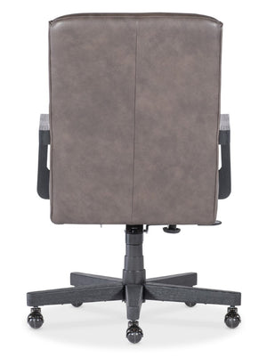 Hooker Furniture Shadow Executive Swivel Tilt Chair With Quilted Top-Grain Leather, Dark Gray Wood Frame & Casters Brown EC222-089