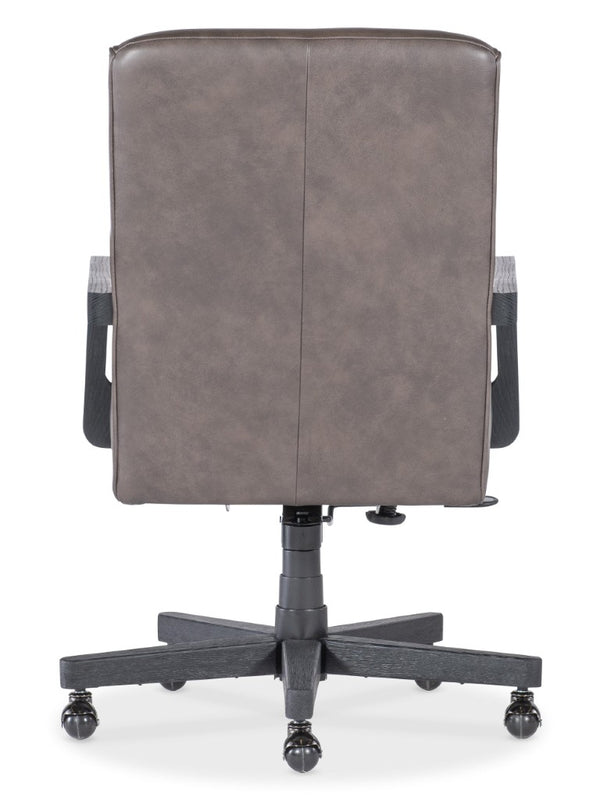 Hooker Furniture Shadow Executive Swivel Tilt Chair With Quilted Top-Grain Leather, Dark Gray Wood Frame & Casters Brown EC222-089