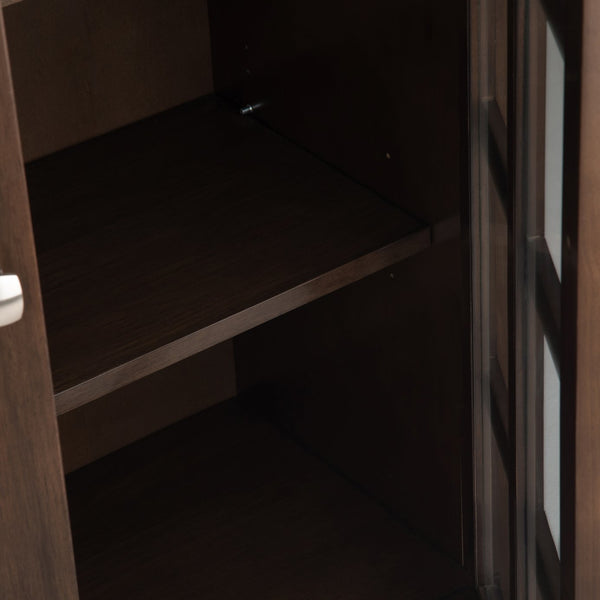 English Elm Acadian 39-Inch Wide Solid Wood Transitional Storage Cabinet With Adjustable Shelves & Glass Doors B136P159678