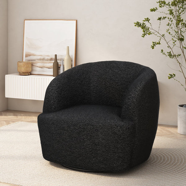 English Elm Christopher Knight Home® - Swivel Upholstered Accent Chair with Plush Fabric Comfort and 360° Rotation for Living Rooms Black 74240.00BLKBCL