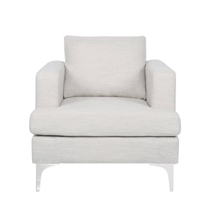 English Elm Christopher Knight Home® - CLUB Chair Beige Fabric Upholstered Accent Seat with Silver Iron Legs, Cozy Modern Comfort 32"W 71569.00