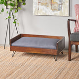 Christopher Knight Home® - Noble House - Bonneville Mid Century Modern Ped Bed with Acacia Wood Frame, Dark Oak and Dark Gray